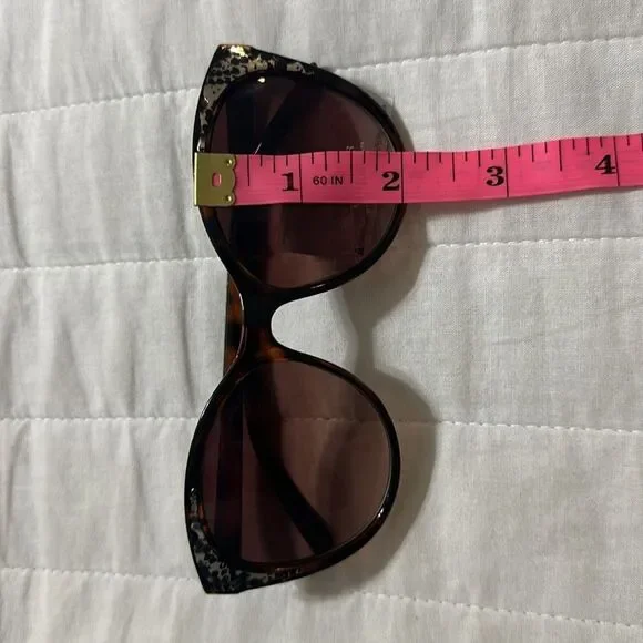 OSCAR x Oscar de la Renta 100% UV Marble Brown Gold Animal Print Sunglasses - Picture 12 of 13
